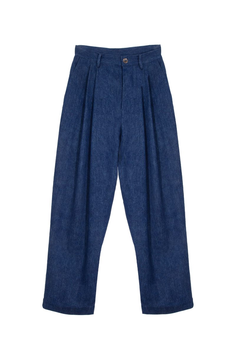 ARCHETYPE Billowing trousers in blue denim (narrow)