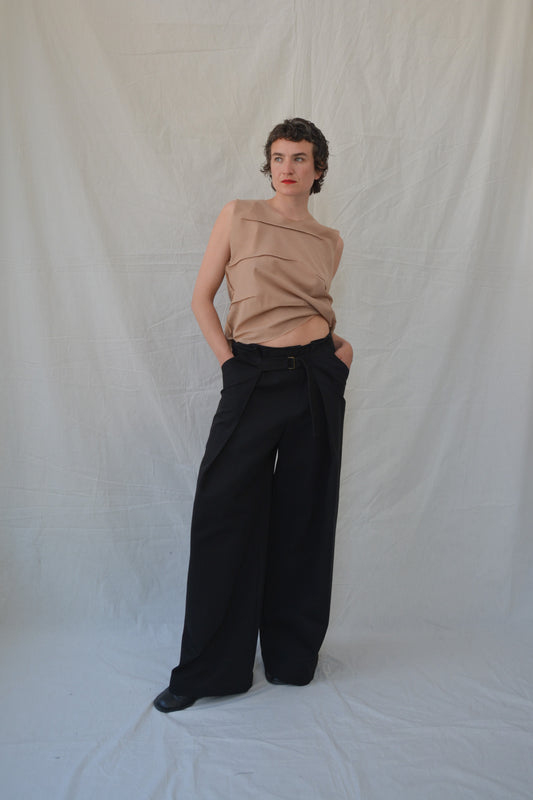 ARCHETYPE FOLDED COTTON TROUSERS