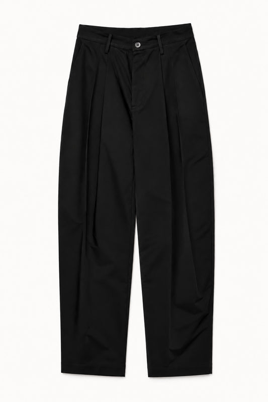 Billowing Pant Narrow in Black Heavy Cotton Twill