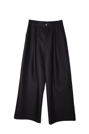 ARCHETYPE Billowing trousers in black cotton twill