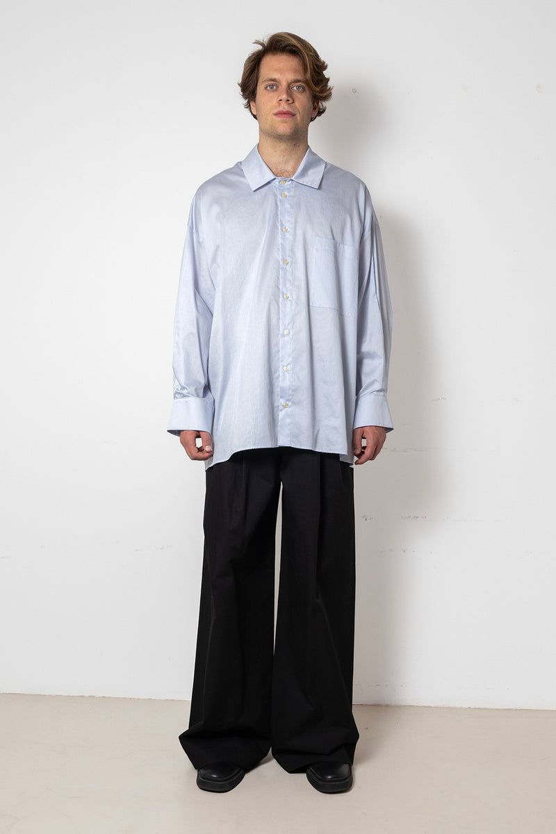 ARCHETYPE Revealing shirt in blue satin cotton