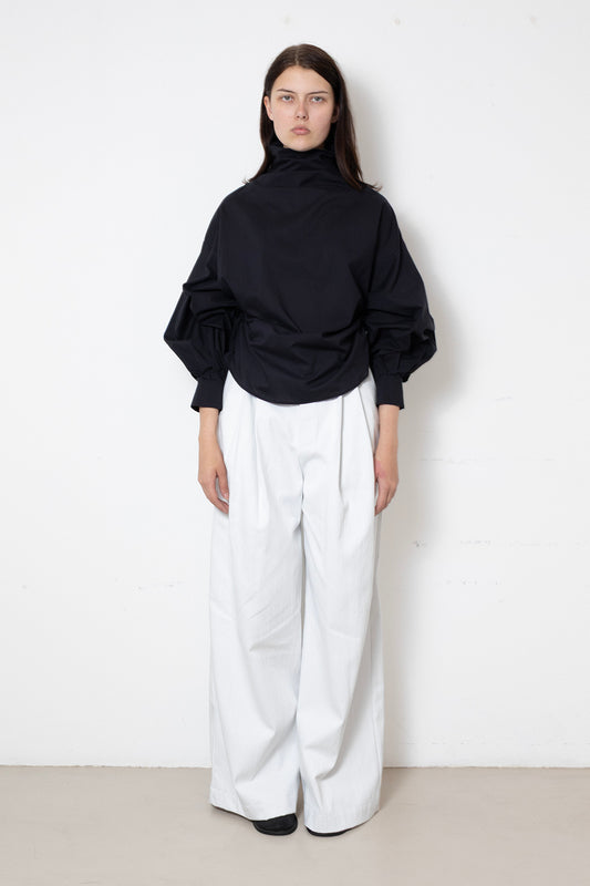 Billowing Trousers in Stone Grey Denim
