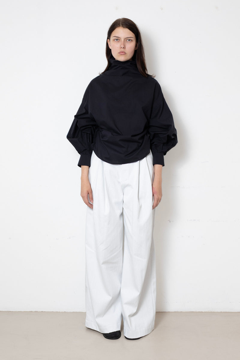 ARCHETYPE Indulging top in Black Cotton Poplin (with collar)