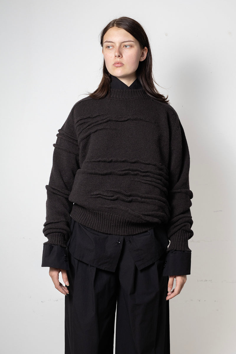 Archetype Pinching Sweater in Brown Virgin Wool