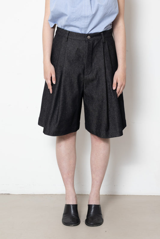 Billowing Shorts in Black Denim