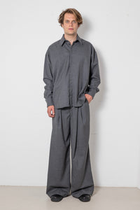 ARCHETYPE Billowing Shirt in Grey Fine Wool