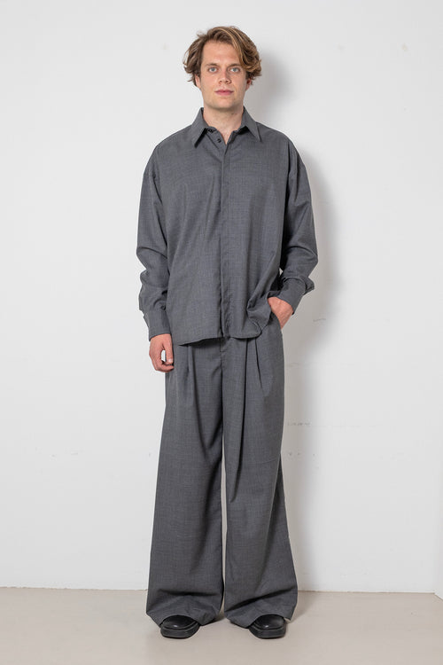 ARCHETYPE Billowing Trousers in Grey Fine Wool
