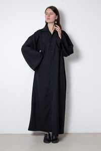 ARCHETYPE Waving Dress in Black Pinstripe Wool