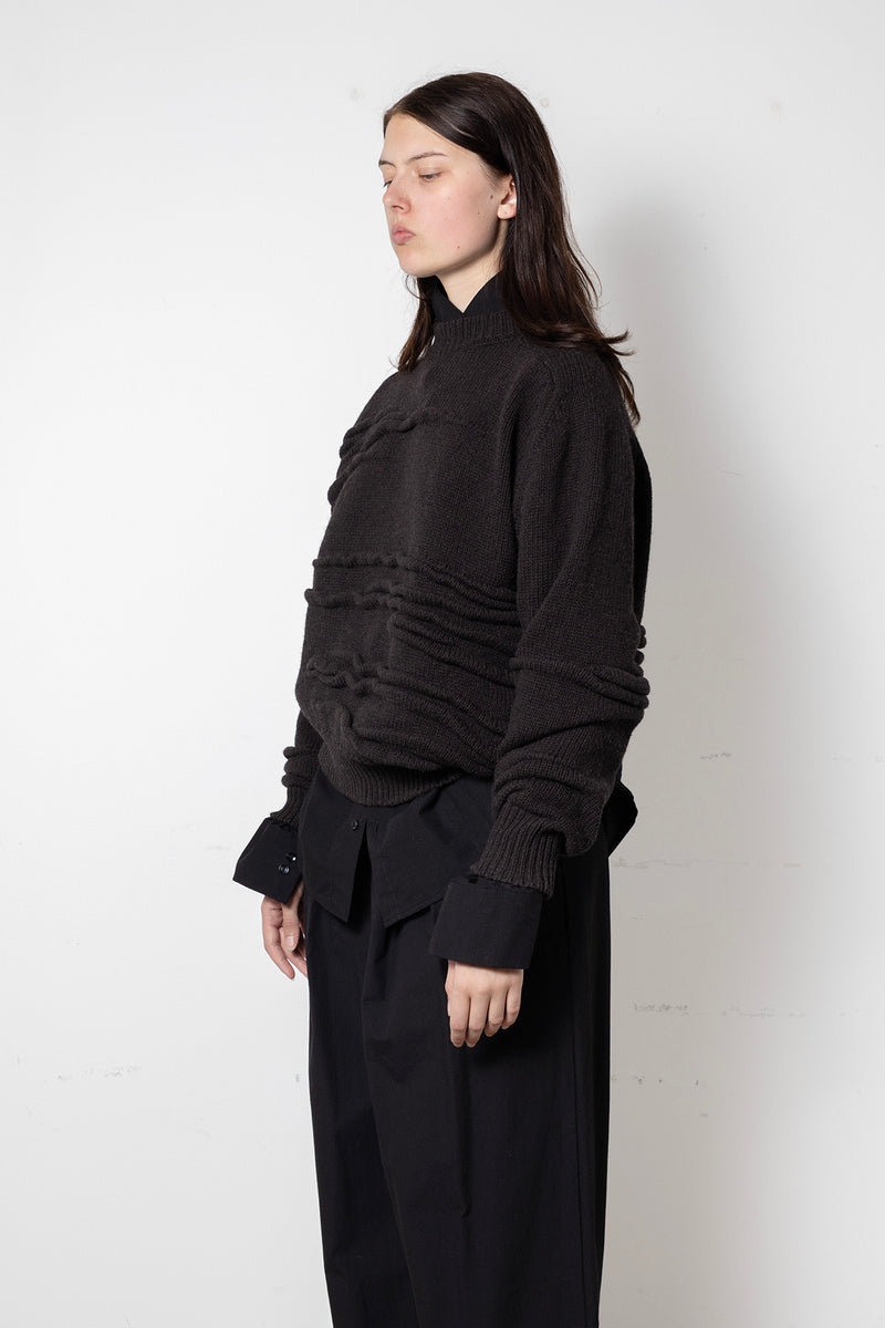 Archetype Pinching Sweater in Brown Virgin Wool