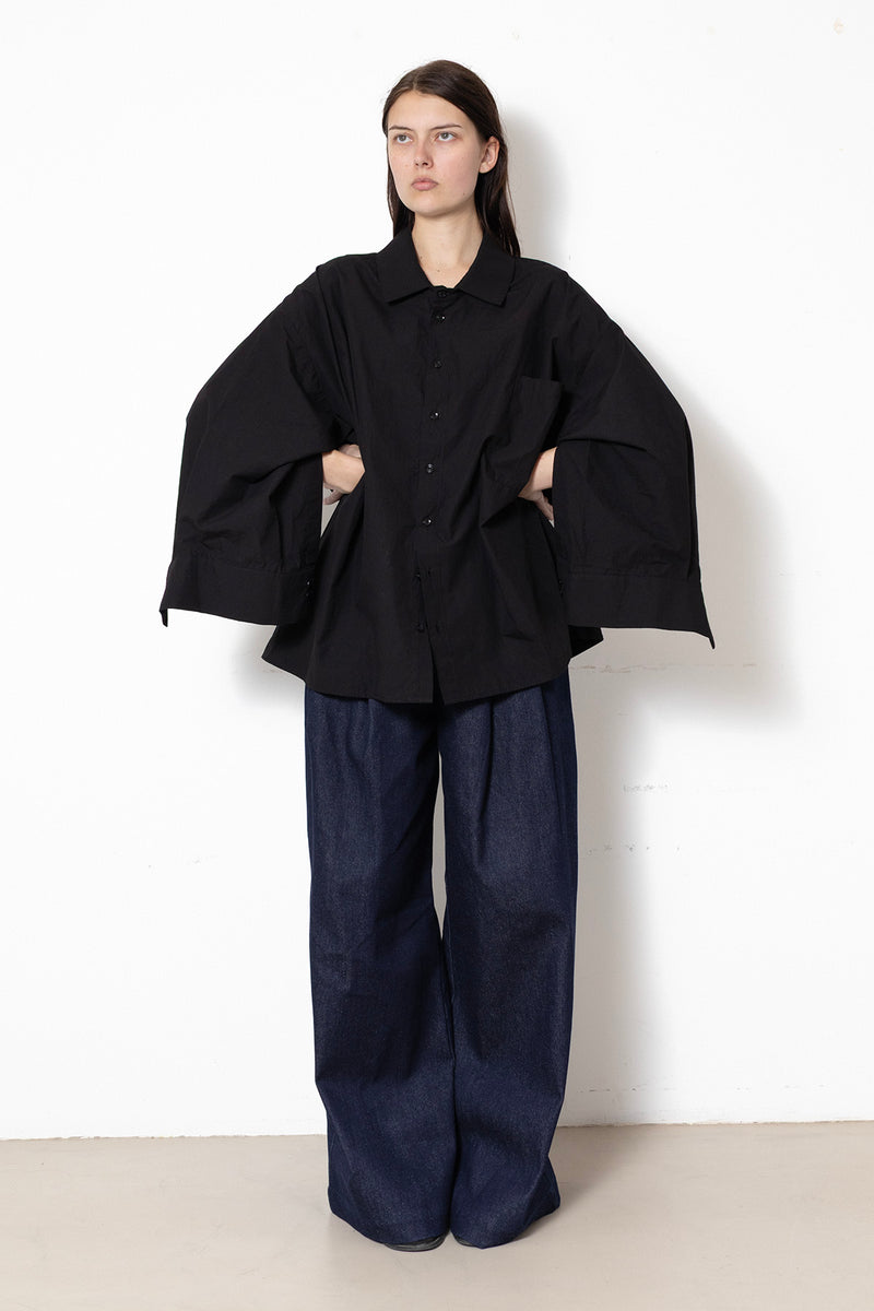 ARCHETYPE Revealing Shirt in Black Cotton Poplin