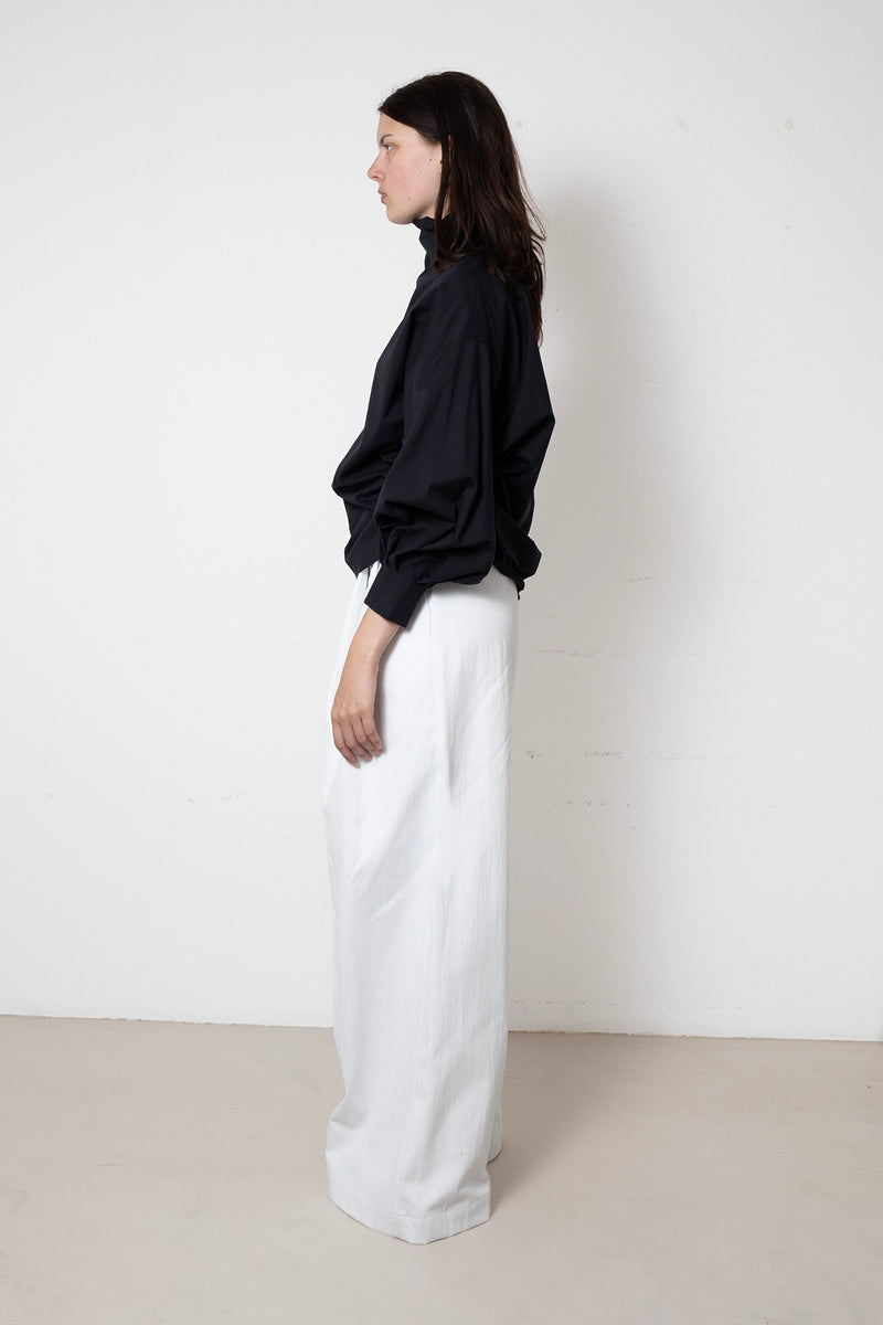 ARCHETYPE Indulging top in Black Cotton Poplin (with collar)