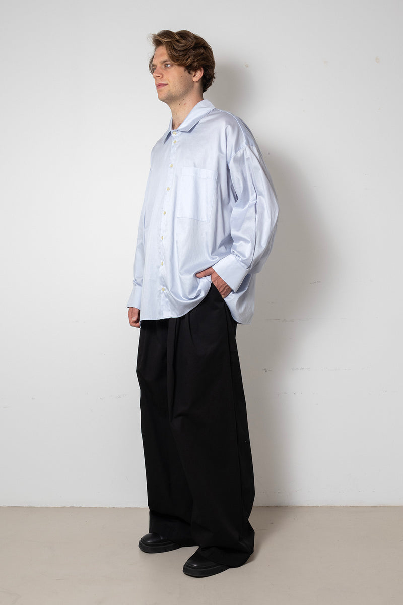 ARCHETYPE Revealing shirt in blue satin cotton