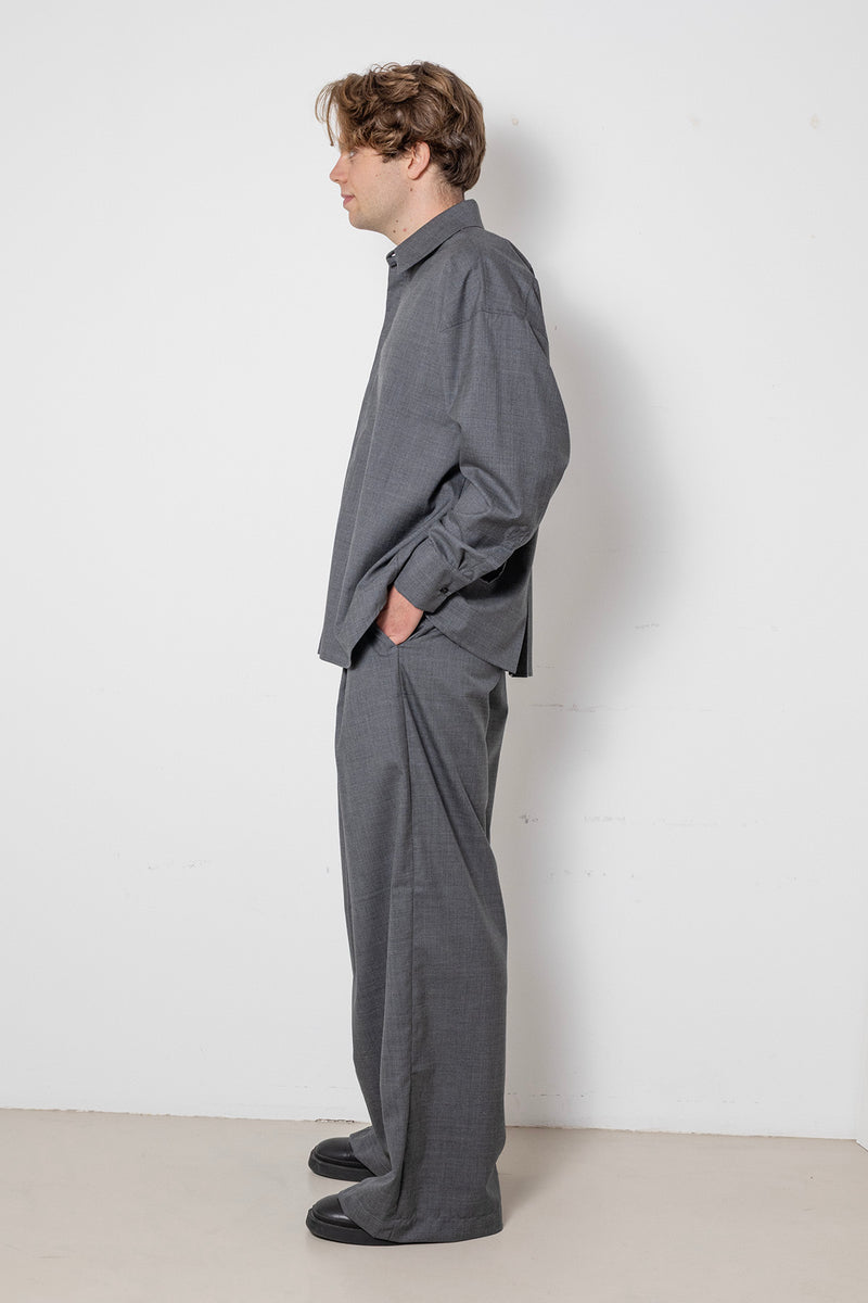 ARCHETYPE Billowing Shirt in Grey Fine Wool