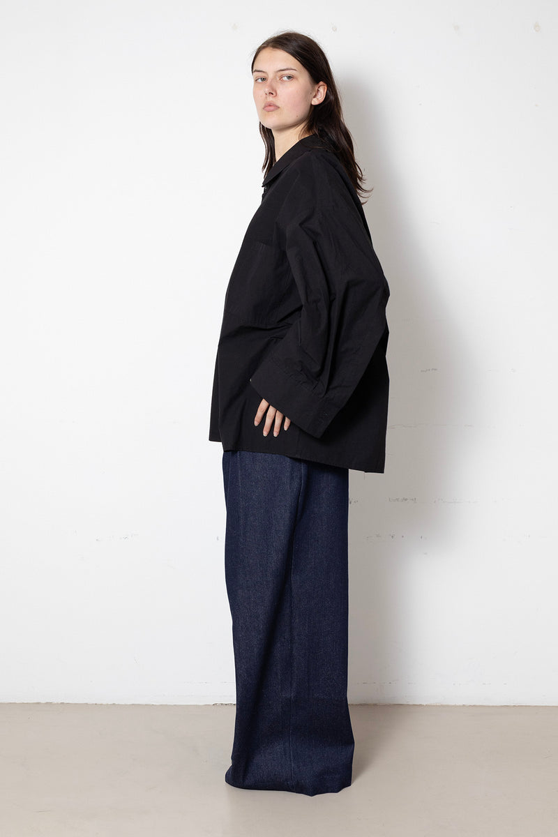 ARCHETYPE Revealing Shirt in Black Cotton Poplin