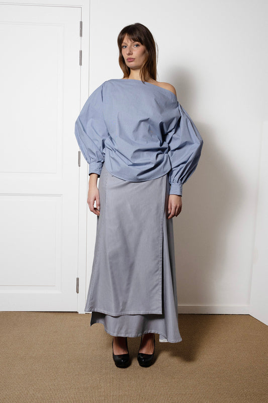 Enveloping Skirt in Houndstooth Cotton