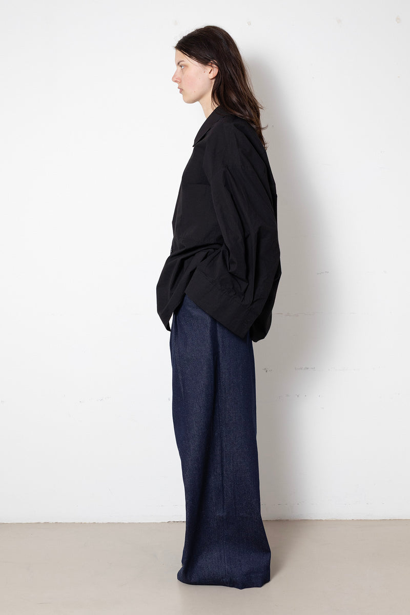 ARCHETYPE Revealing Shirt in Black Cotton Poplin