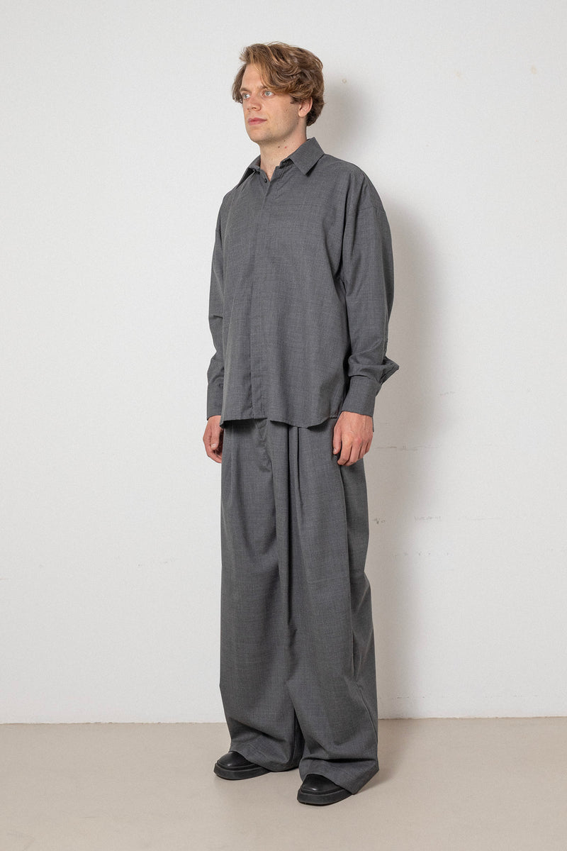 ARCHETYPE Billowing Shirt in Grey Fine Wool