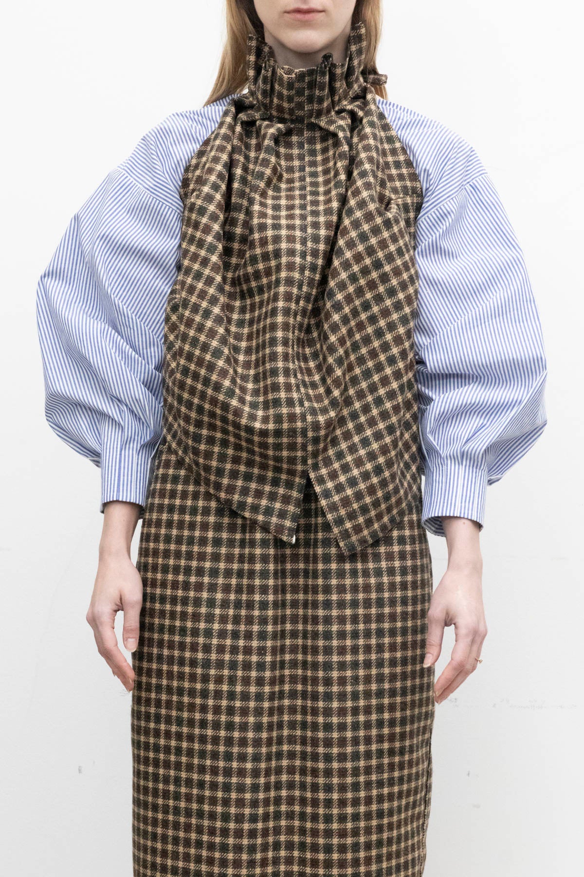 ARCHETYPE Straight Echo Skirt in Checkered Wool