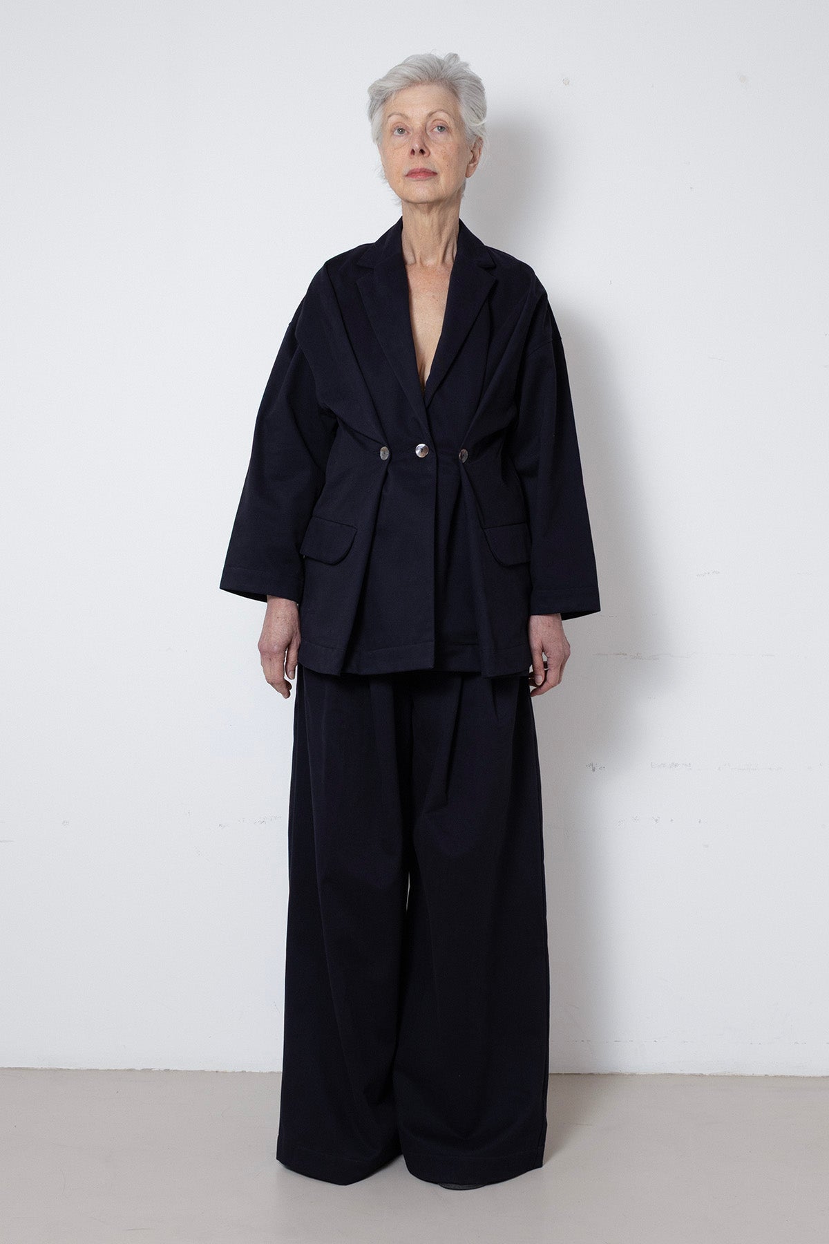 Folded Jacket in Navy Cotton Twill