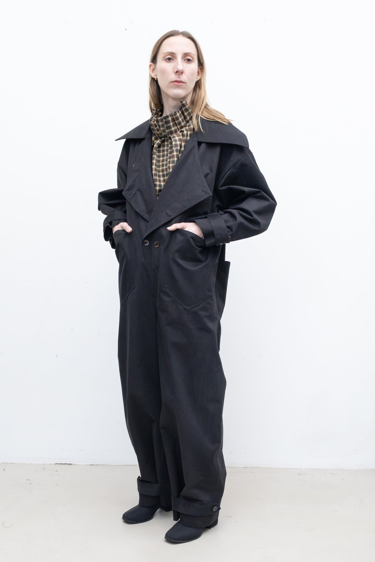 Coverall in Black Peached Cotton Twill