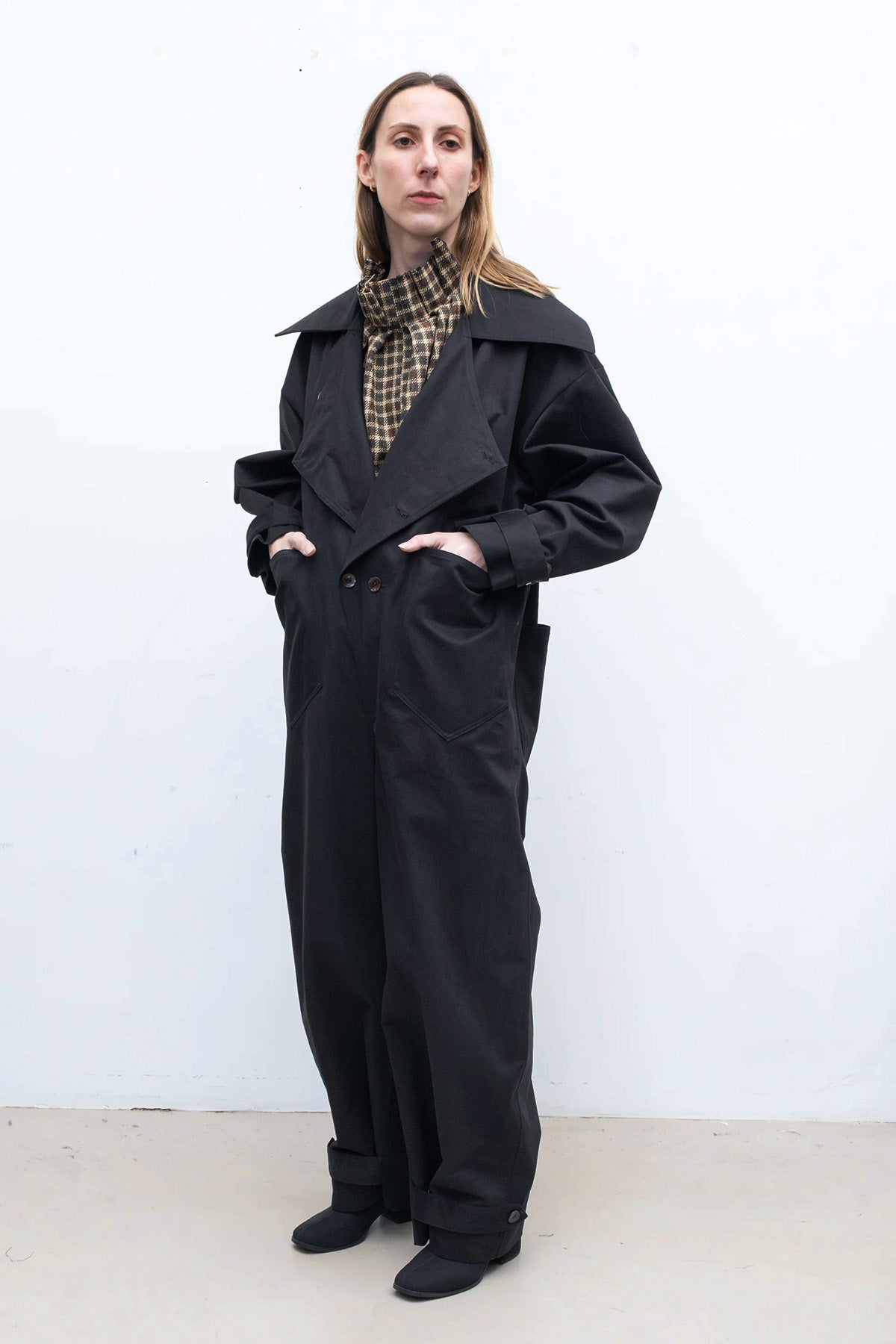 Coverall in Black Peached Cotton Twill