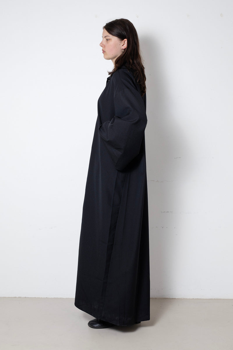 ARCHETYPE Waving Dress in Black Pinstripe Wool