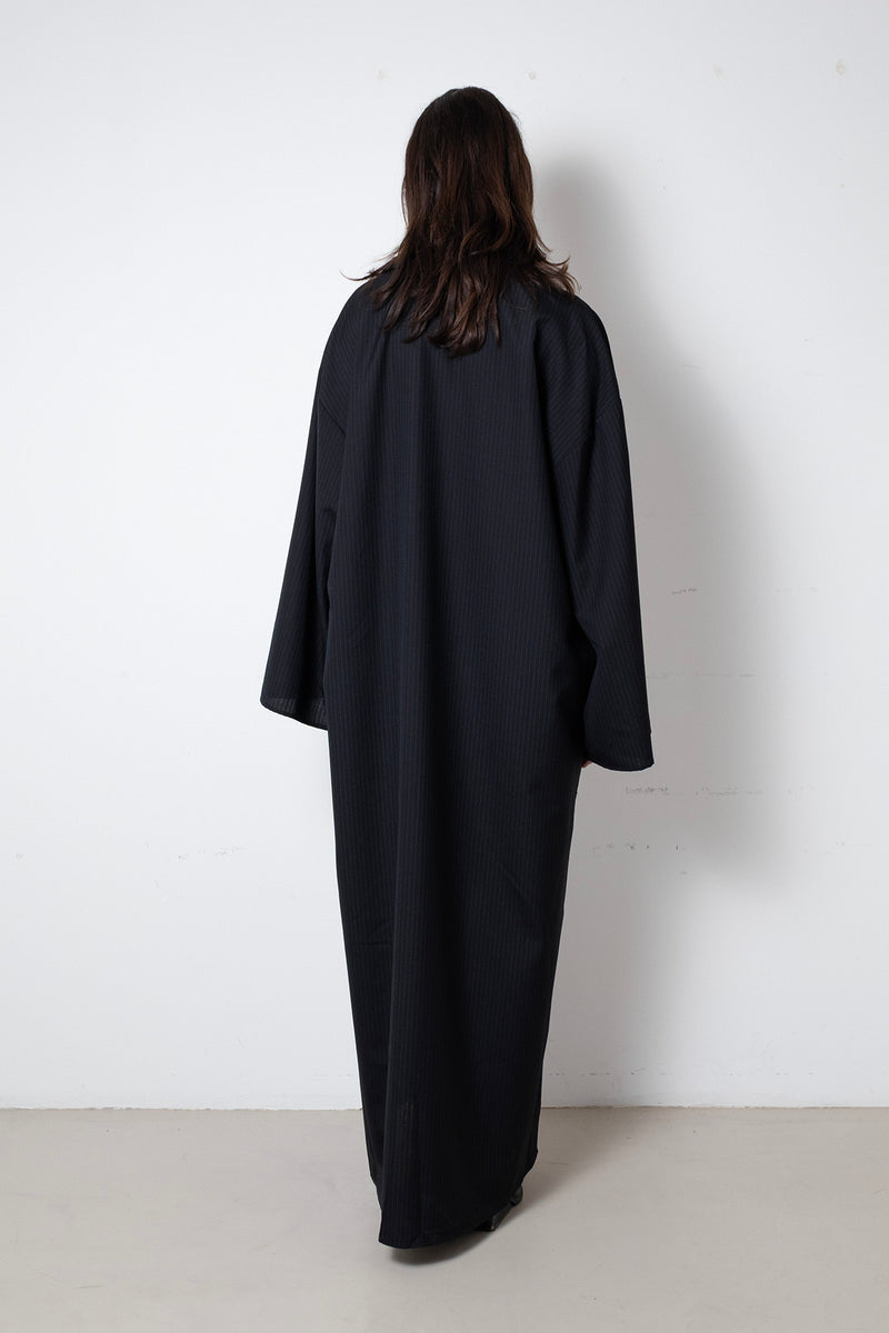 ARCHETYPE Waving Dress in Black Pinstripe Wool
