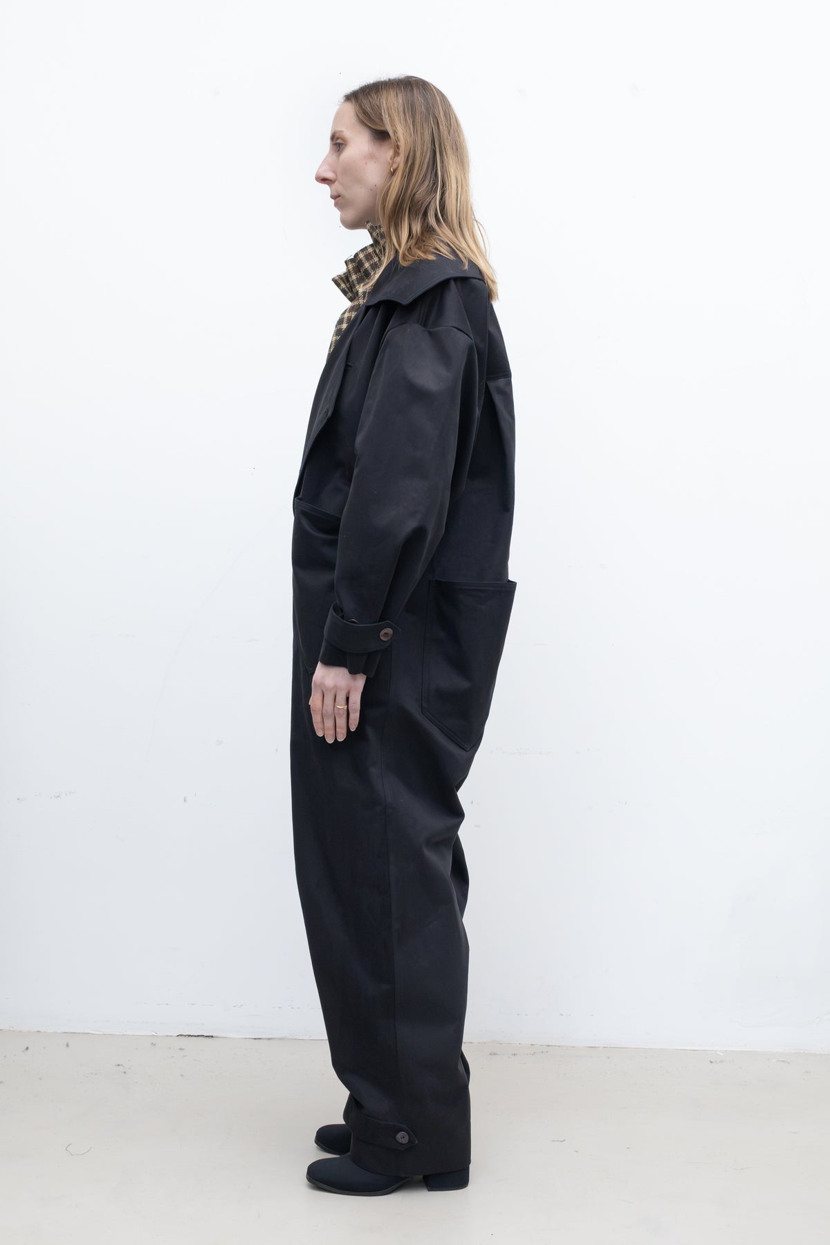 Coverall in Black Peached Cotton Twill