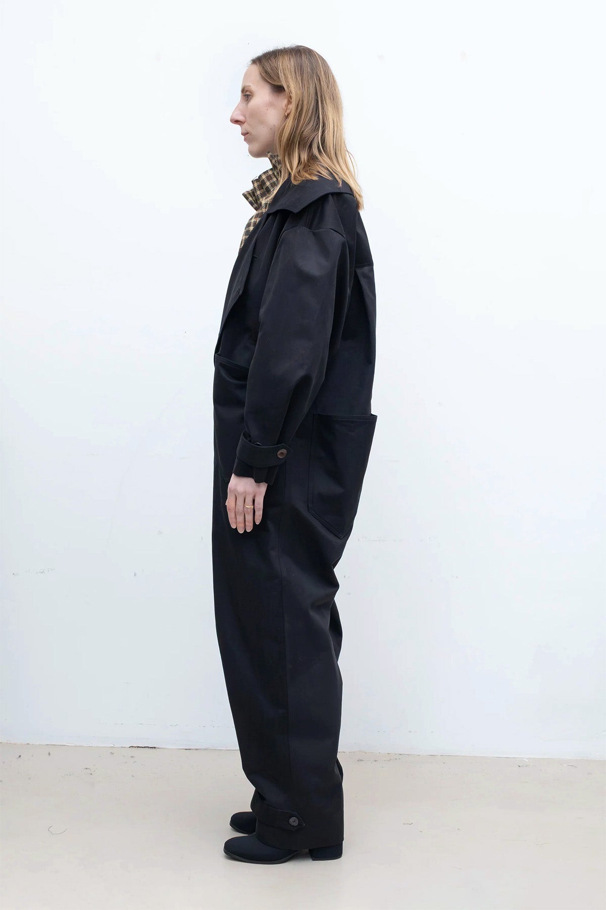 Coverall in Black Peached Cotton Twill