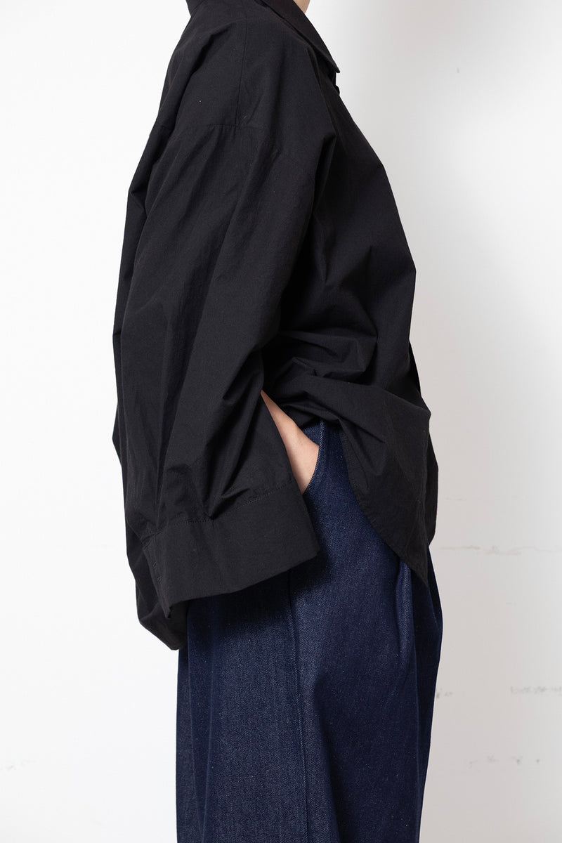 ARCHETYPE Revealing Shirt in Black Cotton Poplin