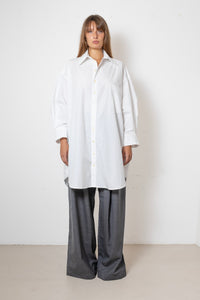 ARCHETYPE Shirt Dress in White Cotton Poplin (mid-length)