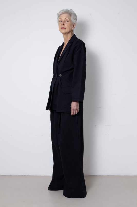 Folded Jacket in Navy Cotton Twill