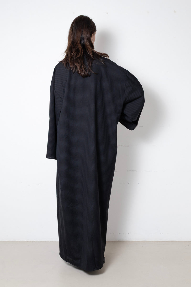 ARCHETYPE Waving Dress in Black Pinstripe Wool
