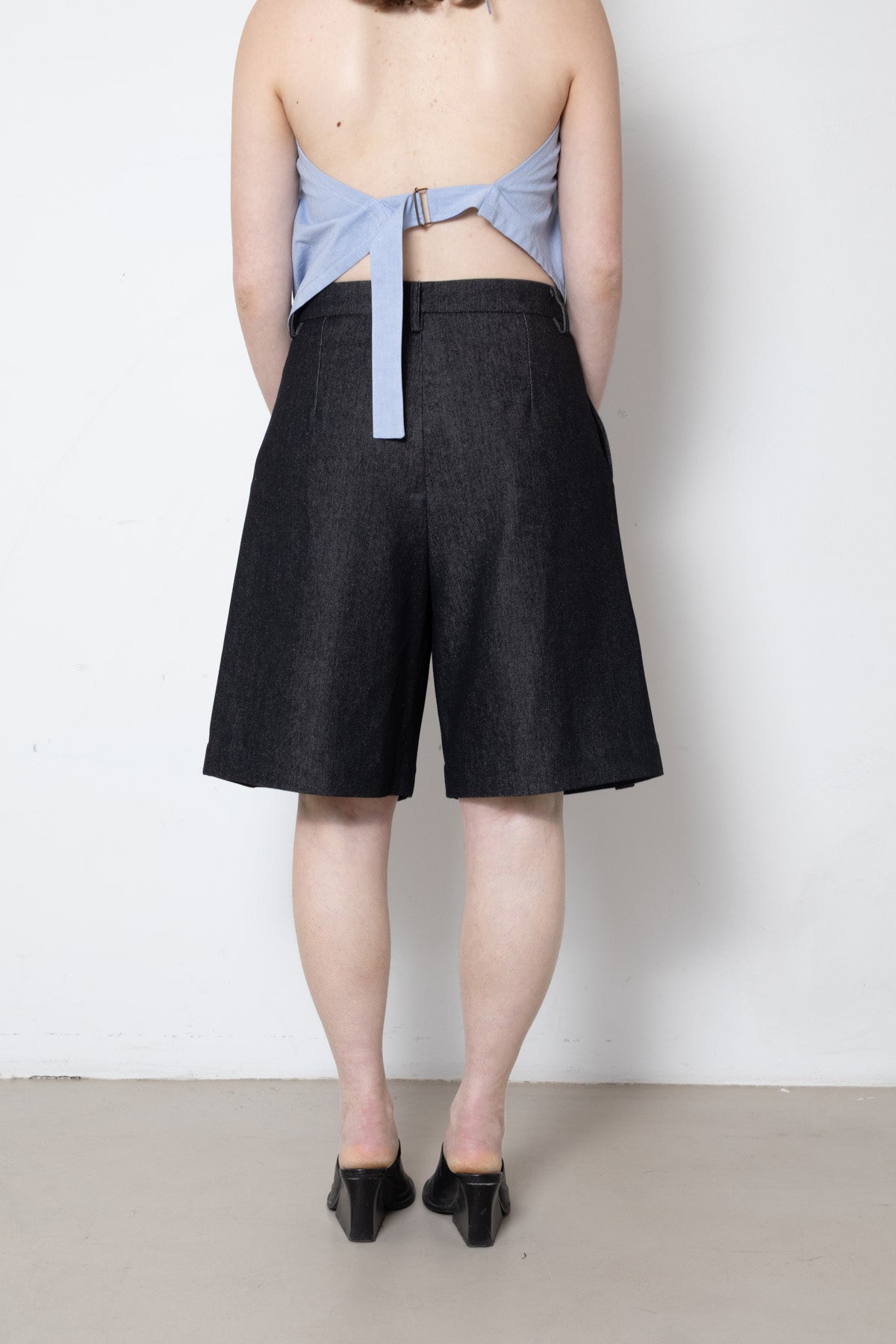 Billowing Shorts in Black Denim