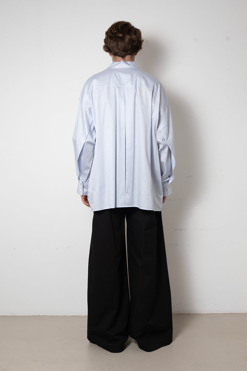 ARCHETYPE Revealing shirt in blue satin cotton