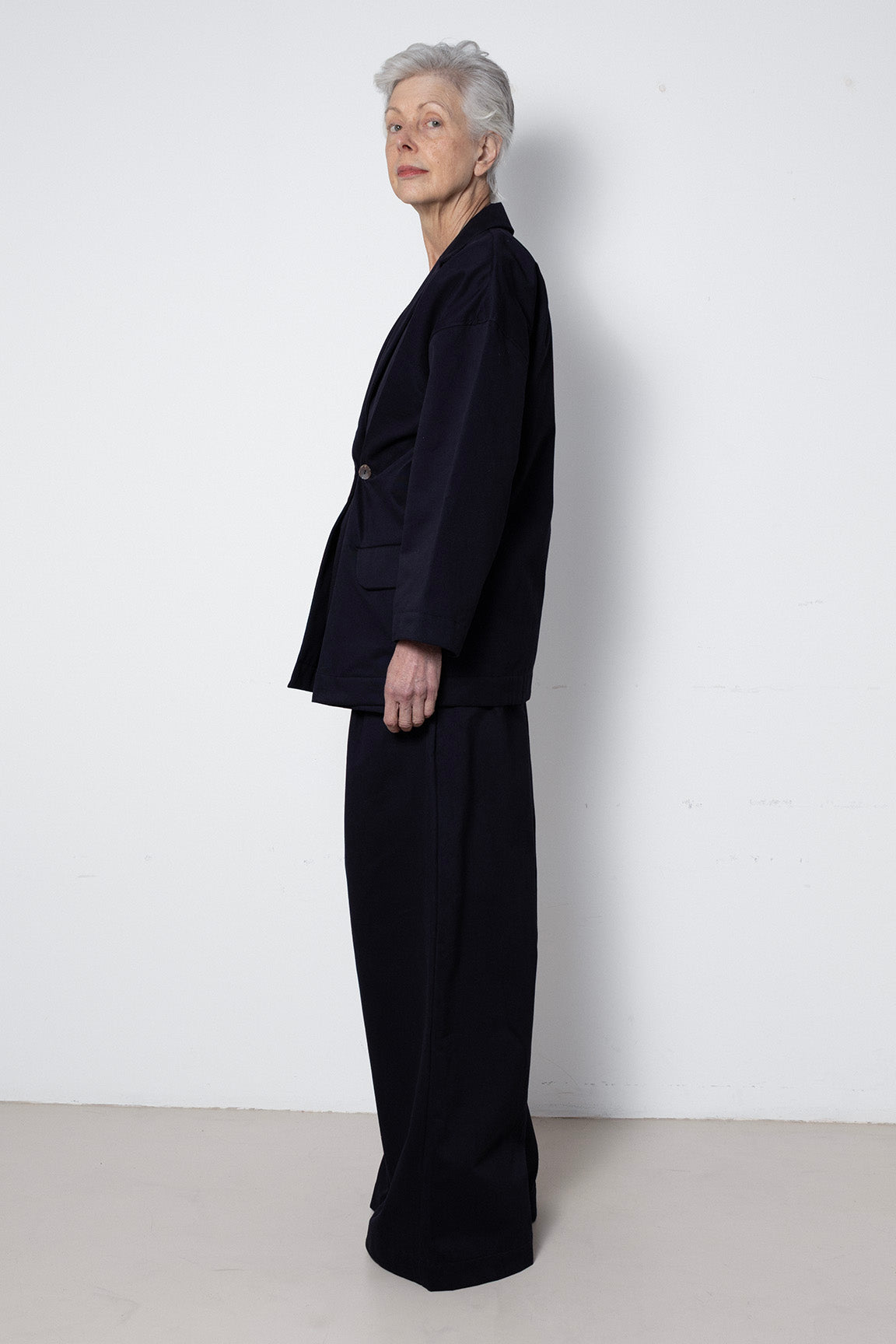 Folded Jacket in Navy Cotton Twill