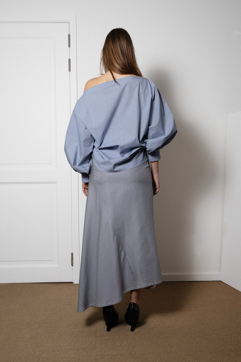 ARCHETYPE Indulging Top in Blue Vichy Cotton Poplin