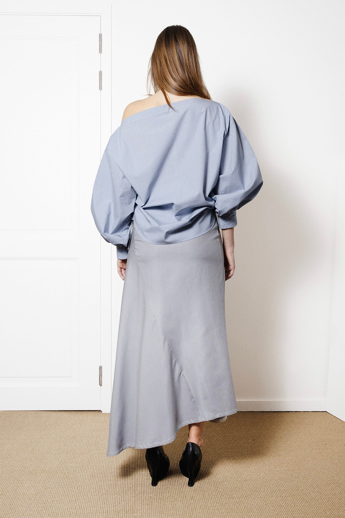 Indulging Top in Blue Vichy Cotton Poplin