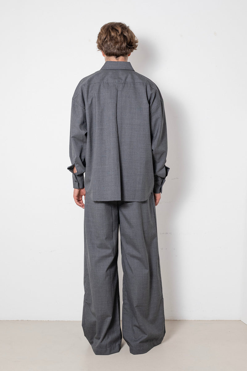 ARCHETYPE Billowing Shirt in Grey Fine Wool