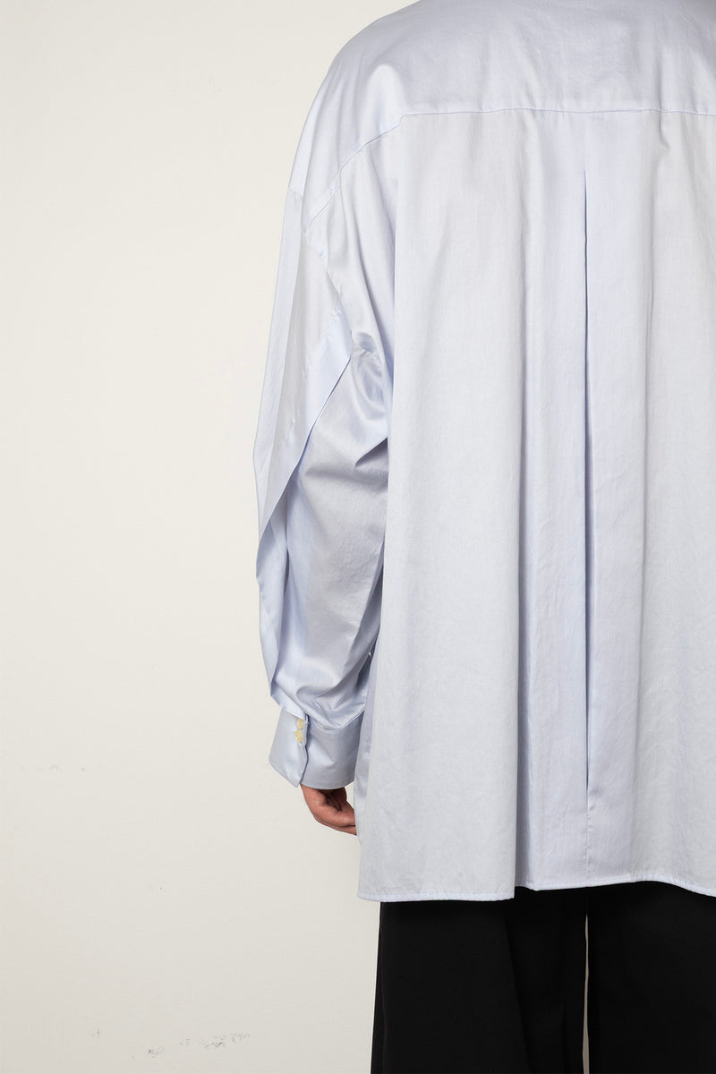 ARCHETYPE Revealing shirt in blue satin cotton
