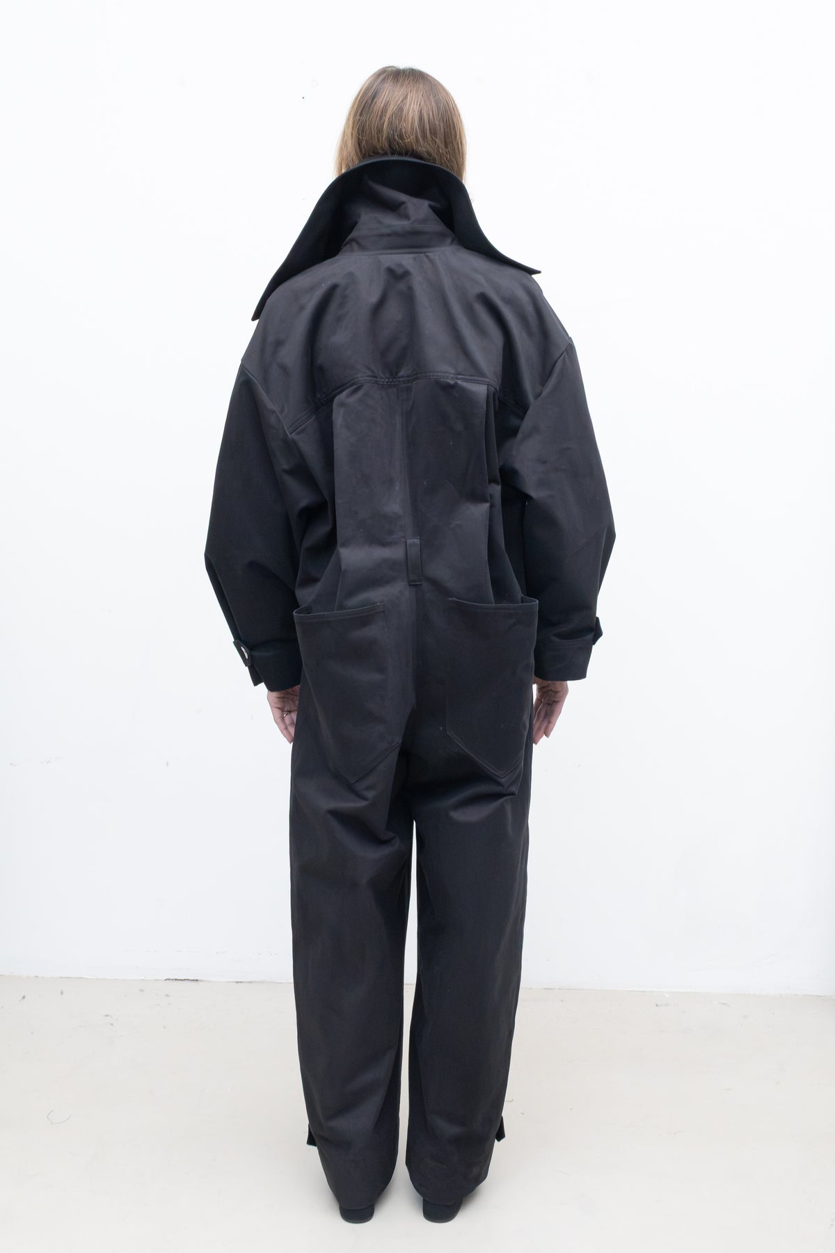Coverall in Black Peached Cotton Twill