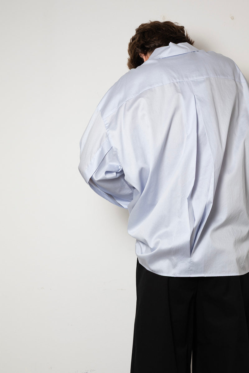 ARCHETYPE Revealing shirt in blue satin cotton
