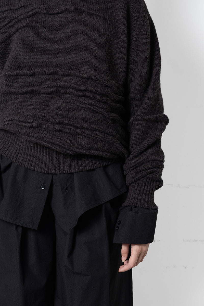 Archetype Pinching Sweater in Brown Virgin Wool