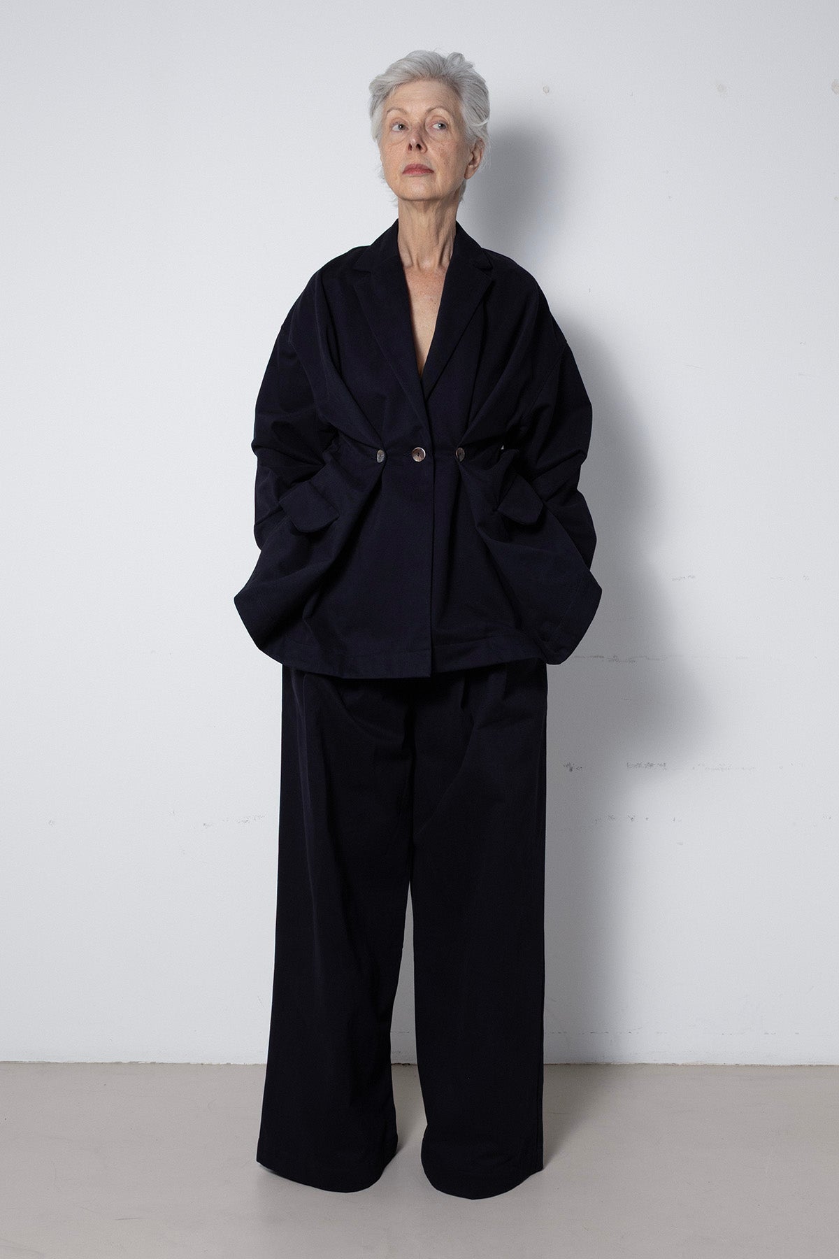 Folded Jacket in Navy Cotton Twill