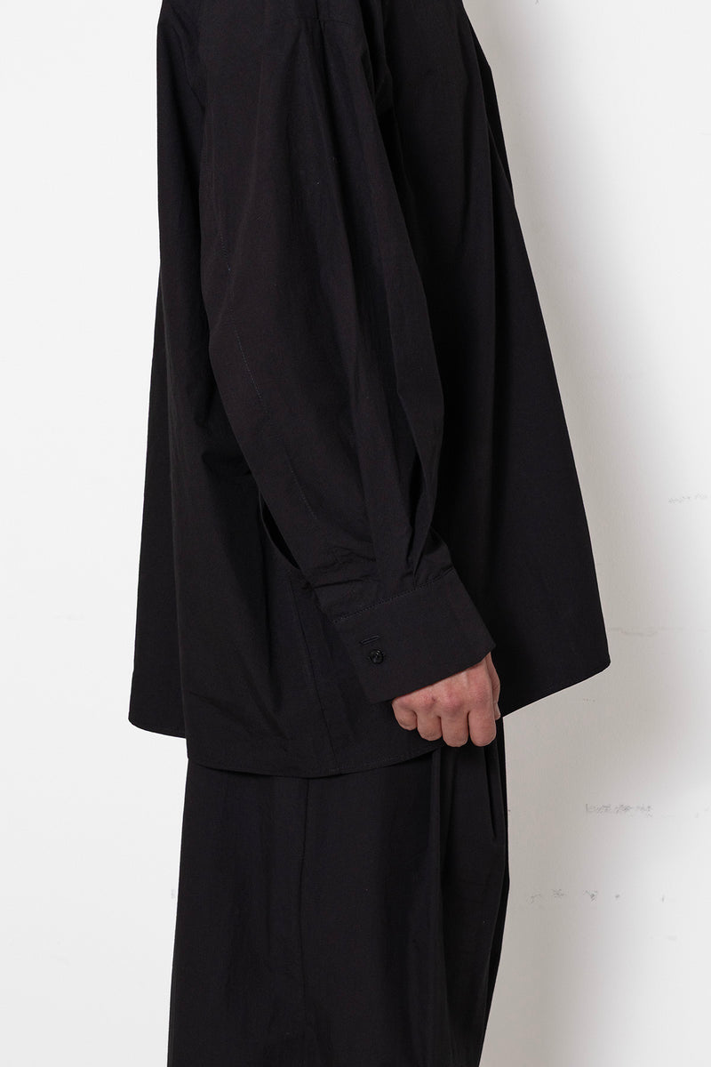ARCHETYPE Revealing Shirt in Black Cotton Poplin