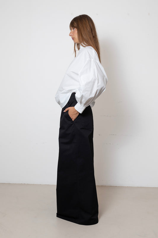 Indulging Top in White Cotton Poplin (with collar)