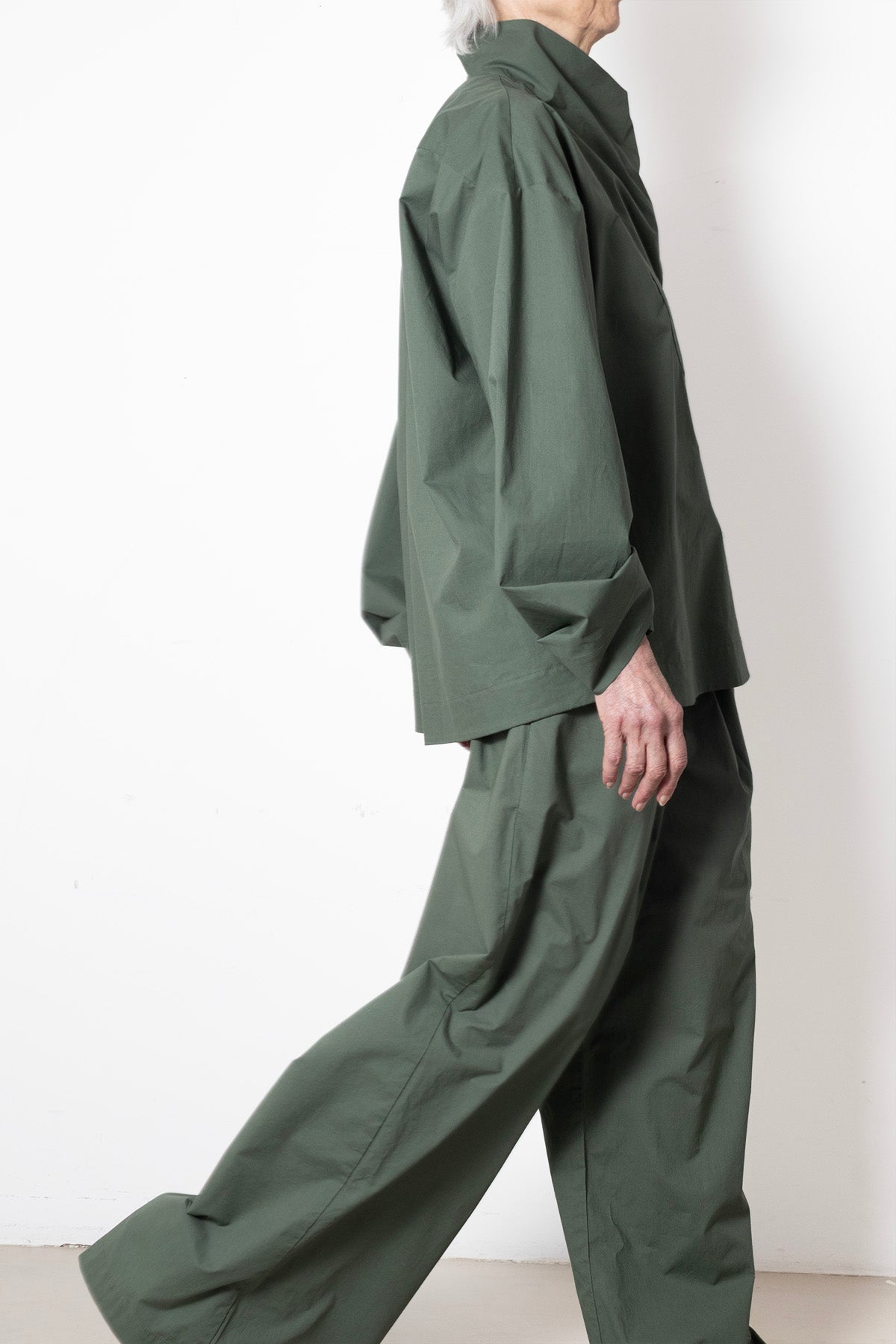 Bloom Pant in Green Cotton Poplin