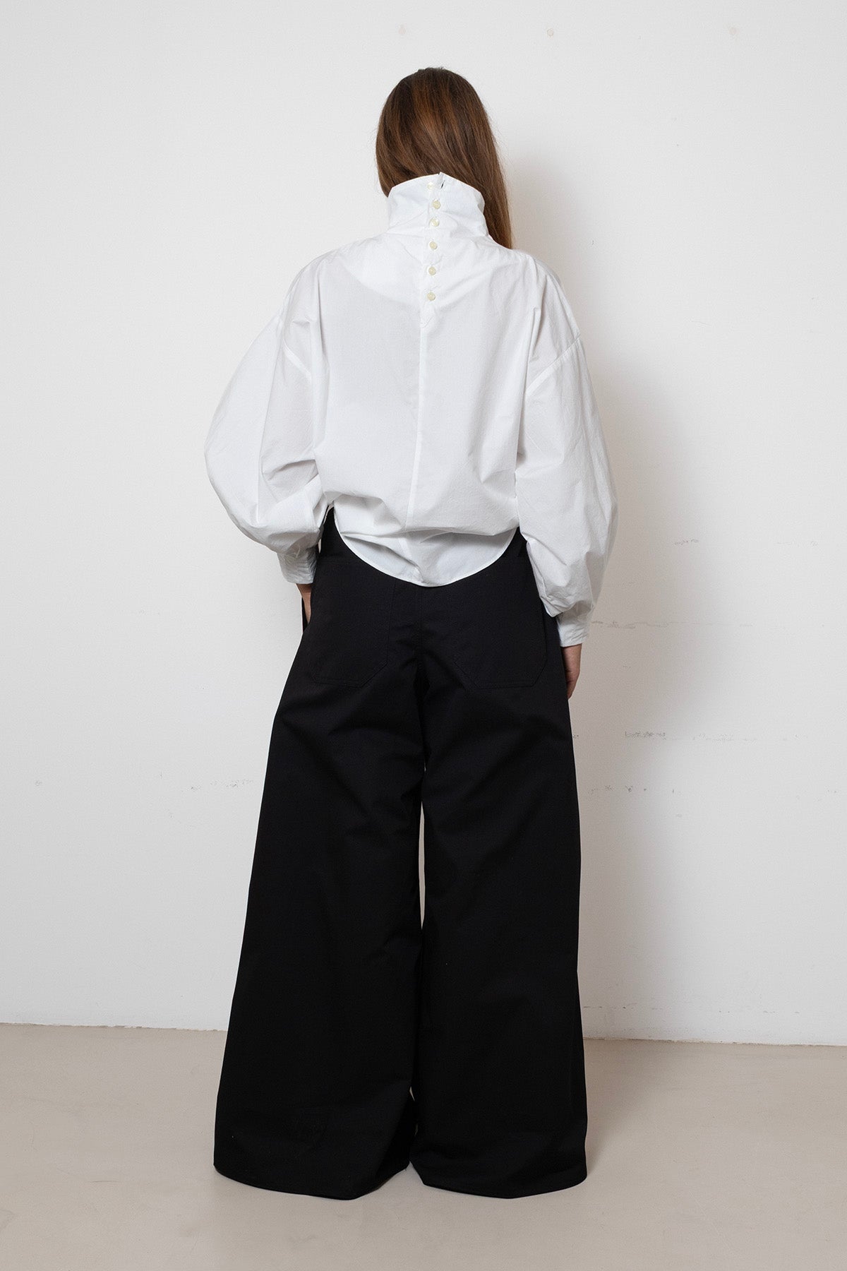 Indulging Top in White Cotton Poplin (with collar)