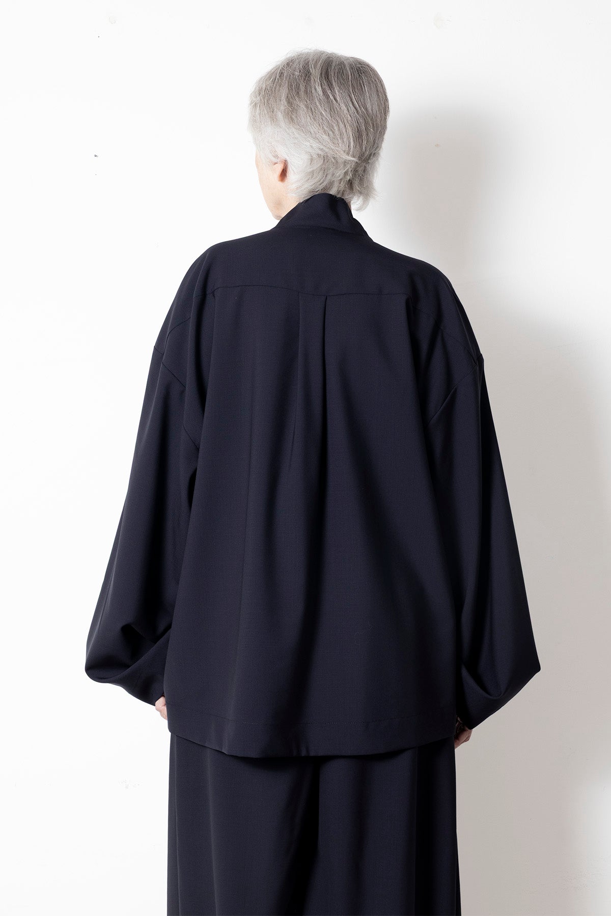 Tuxedo Shirt in Navy Cool Wool