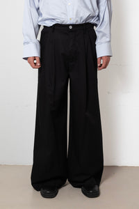 ARCHETYPE Billowing Trousers in Black Cotton Twill